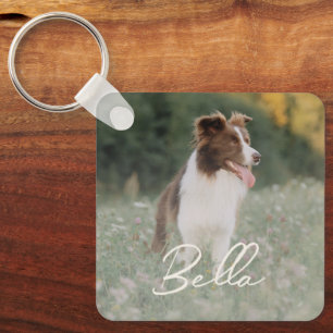 Porte-clés Photo de chien personnalisé minimaliste 