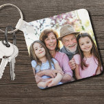 Porte-clés Photo de conservation familiale personnalisée<br><div class="desc">Créez un souvenir personnalisé avec ce porte - clé photo recto-verso personnalisé, parfait pour grand-mère et grand-père ! Avec de l'espace pour deux photos, c'est une excellente façon d'afficher vos photos préférées des petits-enfants. Bien qu'il soit conçu avec les grands-parents en tête, vous pouvez facilement échanger les photos pour la...</div>