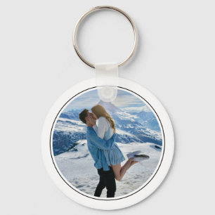 Porte-clés Photo de couple moderne premier Noël fiancés