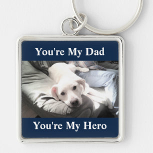 Porte-clés Photo de Cute Labrador Retriever Mix With Dad Blue