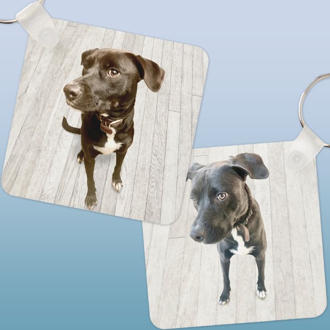 Porte-clés Photo de Deux Animaux de Compagnie (Two photo double sided dog or pet keyring keychain)