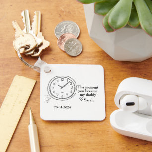 Porte-clés Photo de fête des pères avec date et message spéci