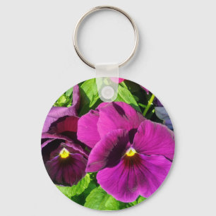 Porte-clés Photo de fleur de pensée violette