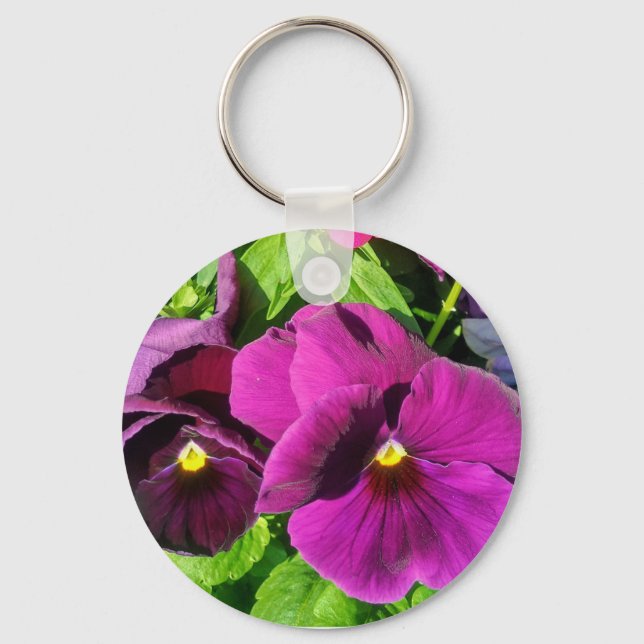 Porte-clés Photo de fleur de pensée violette  (Recto)