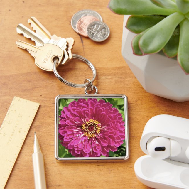 Porte-clés Photo de fleur de Zinnia vive (Bureau)