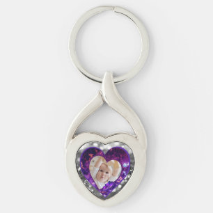 Porte-clés Photo de gemmes de cœur 