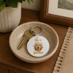Porte-clés Photo de Golden Retriever La vie est dorée
