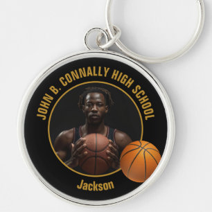 Porte-clés Photo de joueur de basket-ball au lycée en or noir