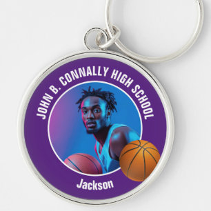 Porte-clés Photo de joueur de basket-ball violet Esprit de ly