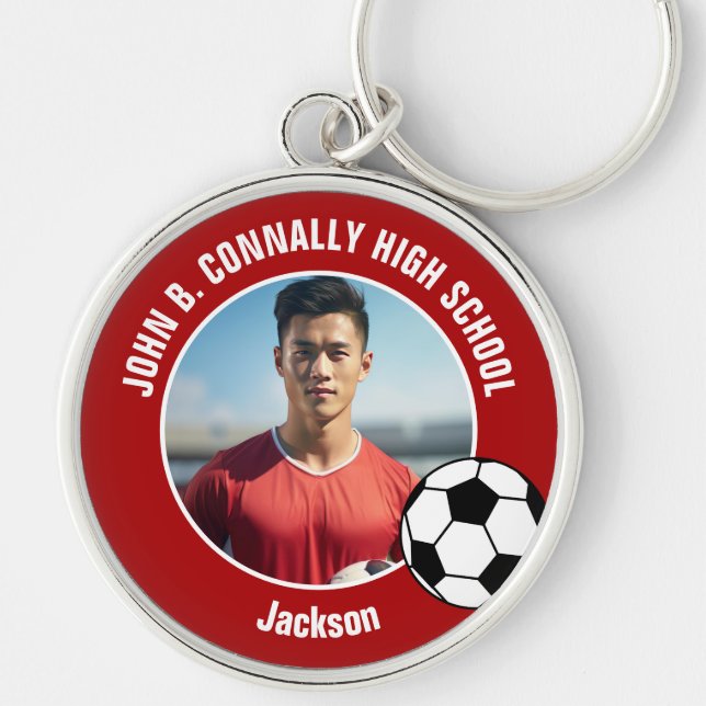 Porte-clés Photo de joueur de football rouge lycée (Devant)
