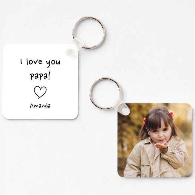 Porte-clés Photo de la fille à papa Message d'amour (Créateur téléchargé)