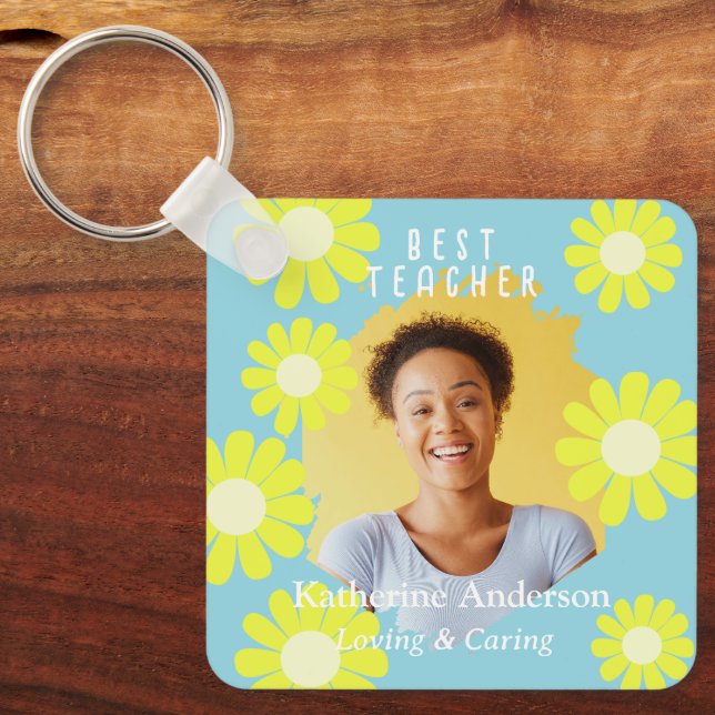 Porte-clés Photo de la meilleure enseignante Daisy sarcelle (Recto)