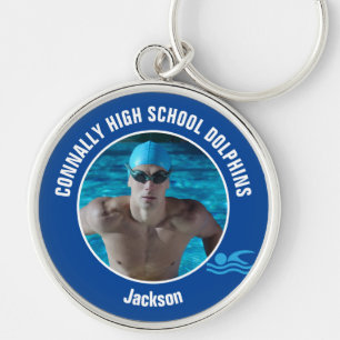 Porte-clés Photo de l'équipe de natation bleue Nageur au lycé