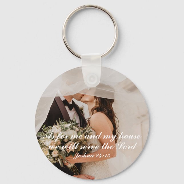 Porte-clés Photo de mariage avec Écriture chrétienne (Recto)
