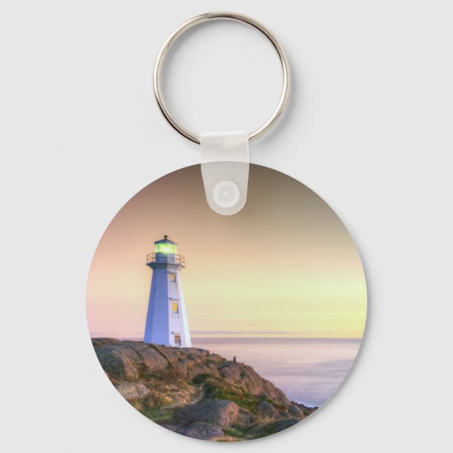 Porte-clés Photo de phare et de coucher de soleil (Recto)