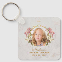 Photo de première communion de fille orchidée rose