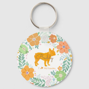 Porte-clés Photo de silhouette de Bouledogue Français Orange