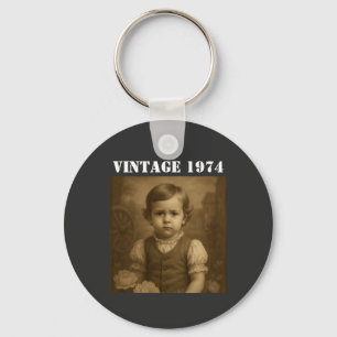Porte-clés Photo d'enfance personnalisée et année Vintage per