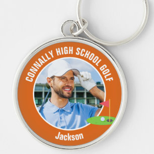 Porte-clés Photo d'équipe de golf de lycée Orange Golfer