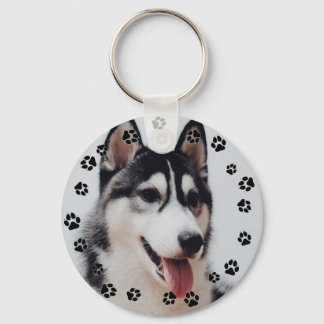 Porte-clés Photo Dog Instagram Empreintes de pattes noirs Por