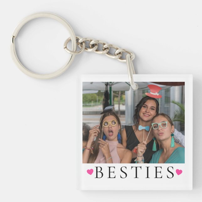 Porte-clés photo double face BESTIE 2 amusant  (Devant)