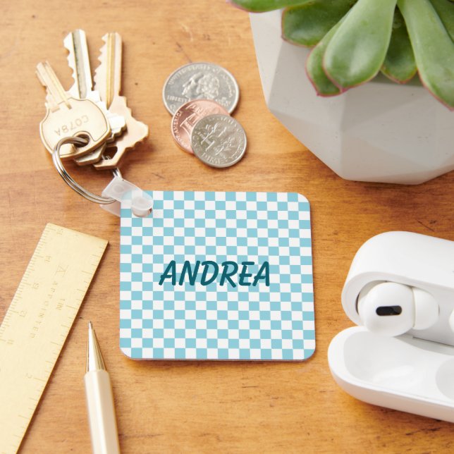 Porte-clés Photo en damier bleu œuf de Robin (Bureau)