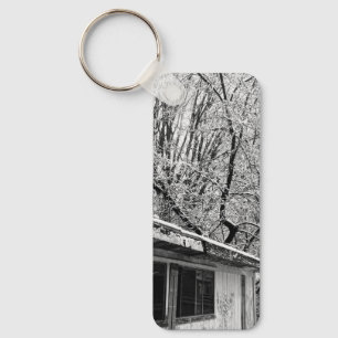 Porte-clés Photo en noir et blanc de la scène hivernale rusti