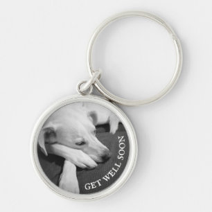 Porte-clés Photo en noir et blanc d'un beau chien dormant