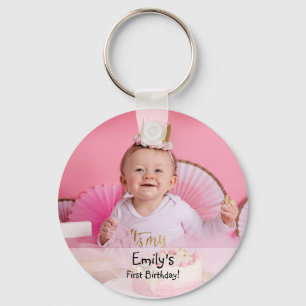 Porte-clés Photo et nom de la première année de la petite fil