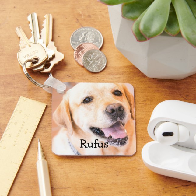 Porte-clés Photo et nom de l'animal personnalisé (Bureau)