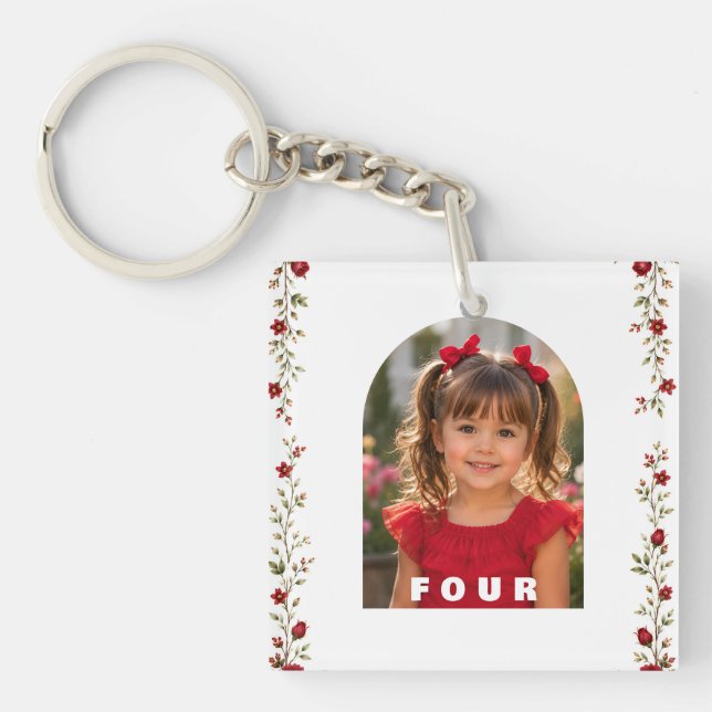 Porte-clés photo floral Rose rouge (Devant)