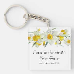 Porte-clés photo funéraire en souvenir des jonquil