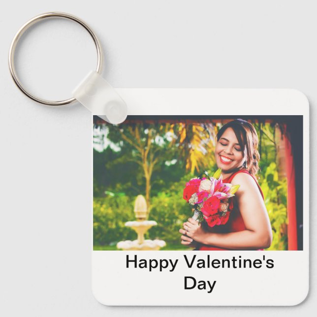 Porte-clés Photo Heureuse Sainte-Valentin personnalisée (Recto)