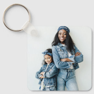 Porte-clés Photo Meilleure Maman Ever en Denim Bleu