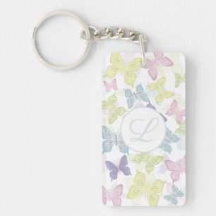 Porte-clés photo Papillons Pastel