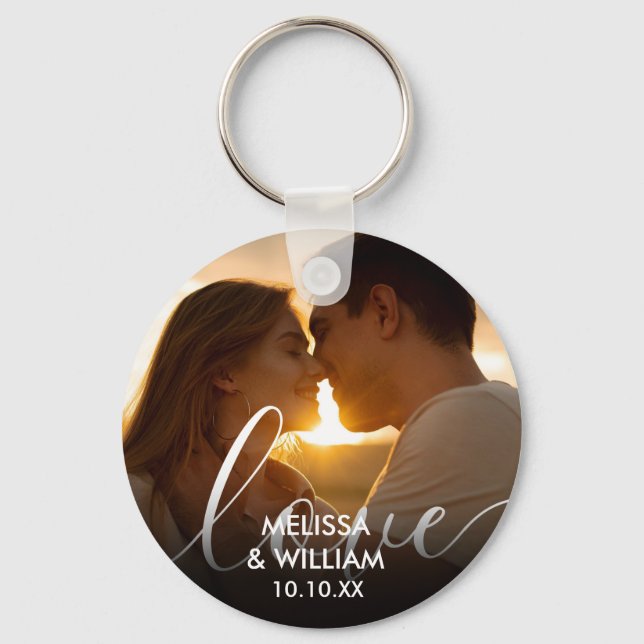 Porte-clés Photo personnalisé avec nom et date (Recto)