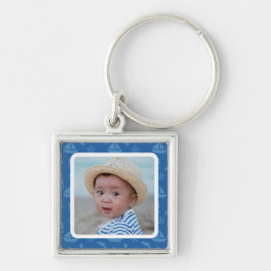 Porte-clés Photo personnalisé de bébé garçon à motif nautique