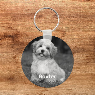 Porte-clés Photo personnalisé en noir et blanc de chien de co