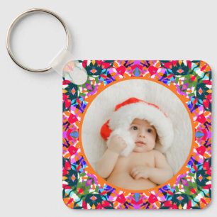 Porte-clés Photo personnalisé Joyeux Noël Moderne Coloré