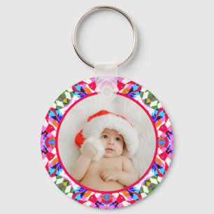 Porte-clés Photo personnalisé Joyeux Noël Moderne Coloré