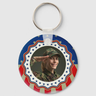Porte-clés Photo personnalisé USA Militaire - Fête des vétéra