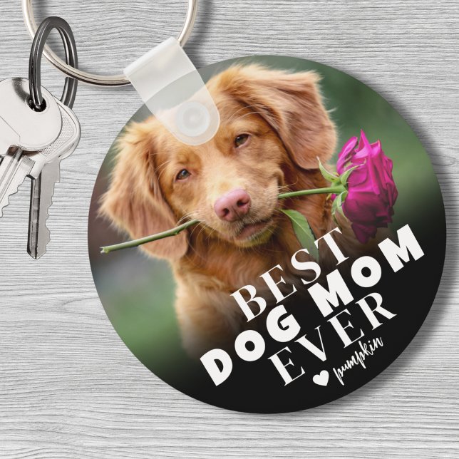 Porte-clés Photo personnalisée de l'animal de compagnie Best  (Personalized Pet Best Dog Mom Photo keychain)
