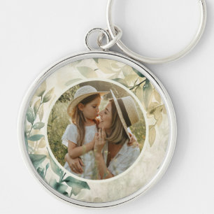Porte-clés Photo personnalisée du Motif Feuille aquarelle