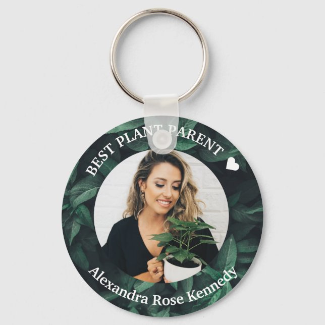 Porte-clés Photo personnalisée et nom meilleur Plante Parent  (Recto)