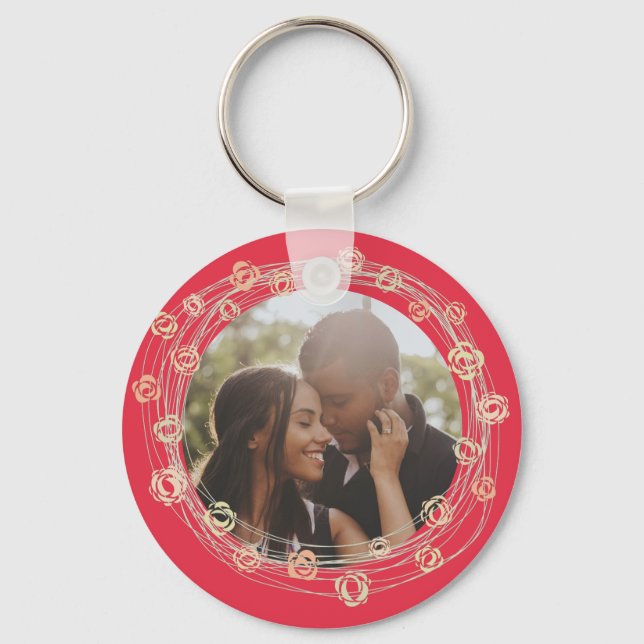 Porte-clés Photo personnalisée Fleur encadrée personnalisée (Recto)