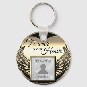 Porte-clés Photo personnalisée Gold Memorial Heart Keychain