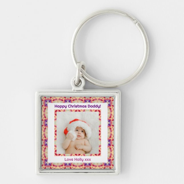 Porte-clés Photo personnalisée Joyeux Noël Jolly Papa Papa Pa (Devant)