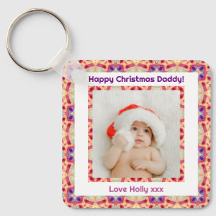 Porte-clés Photo personnalisée Joyeux Noël Jolly Papa Papa Pa