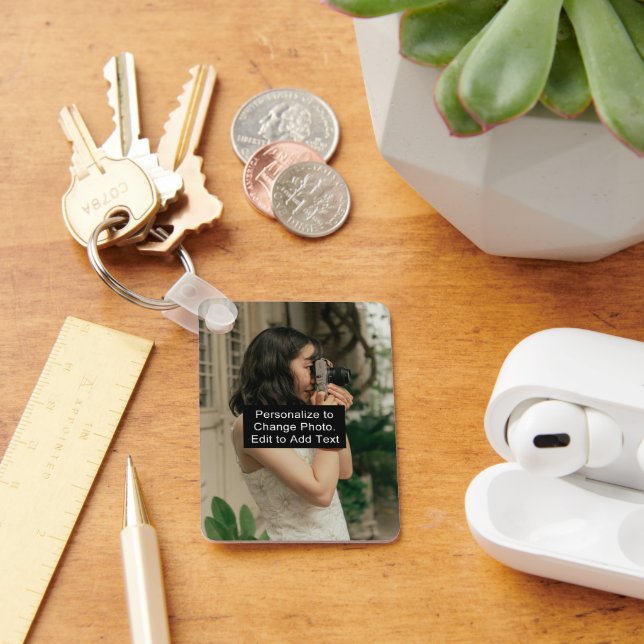 Porte-clés Photo personnalisée Nom de l'art Monogramme Devis  (Bureau)