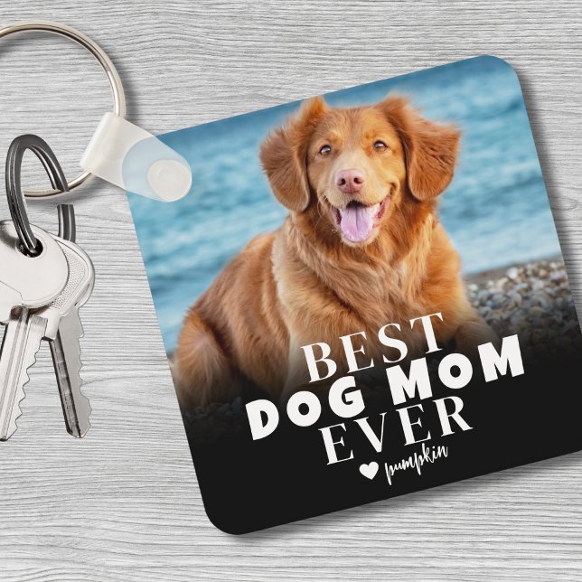 Porte-clés Photo personnalisée pour animal de compagnie Best  (Custom Pet Best Dog Mom Photo keychain)